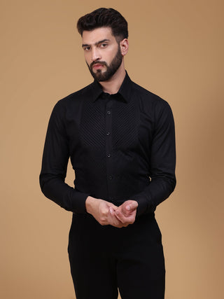 CHEVRON PLEATED SHIRT