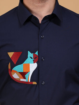 CAT EMBROIDERY SHIRT