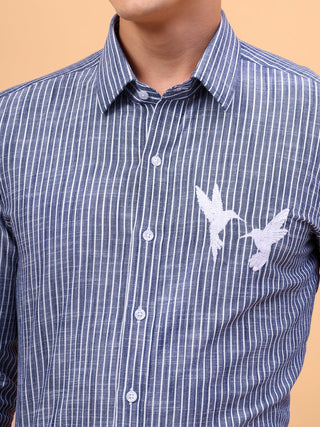 Stripe birds shirt