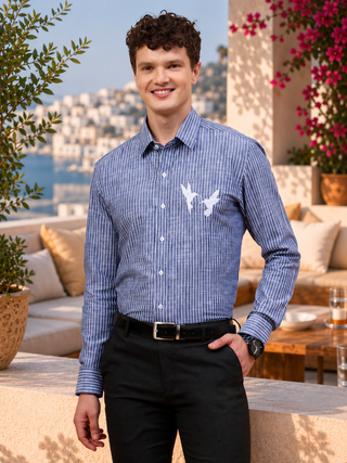 Stripe birds shirt