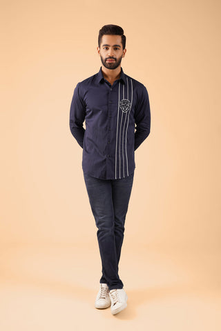 Navy And White Stripe Shirt
