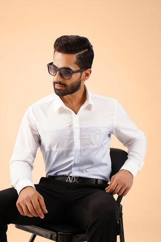 Solid Chambray Lion Patch Shirt