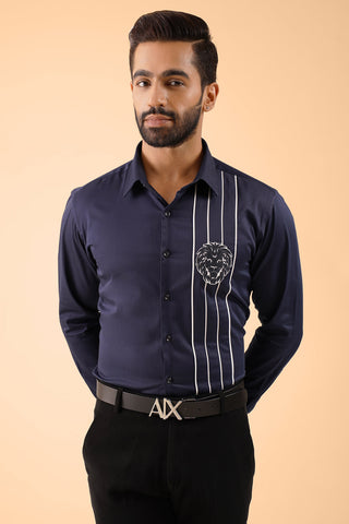 Navy And White Stripe Shirt