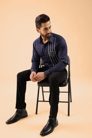 Navy And White Stripe Shirt