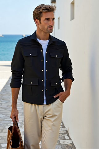 Pleated shacket